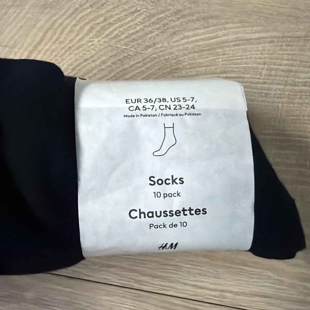 H&M Womens Black Socks 10 Pack Size US 5-7 EUR 36-38 Everyday Basics NWT